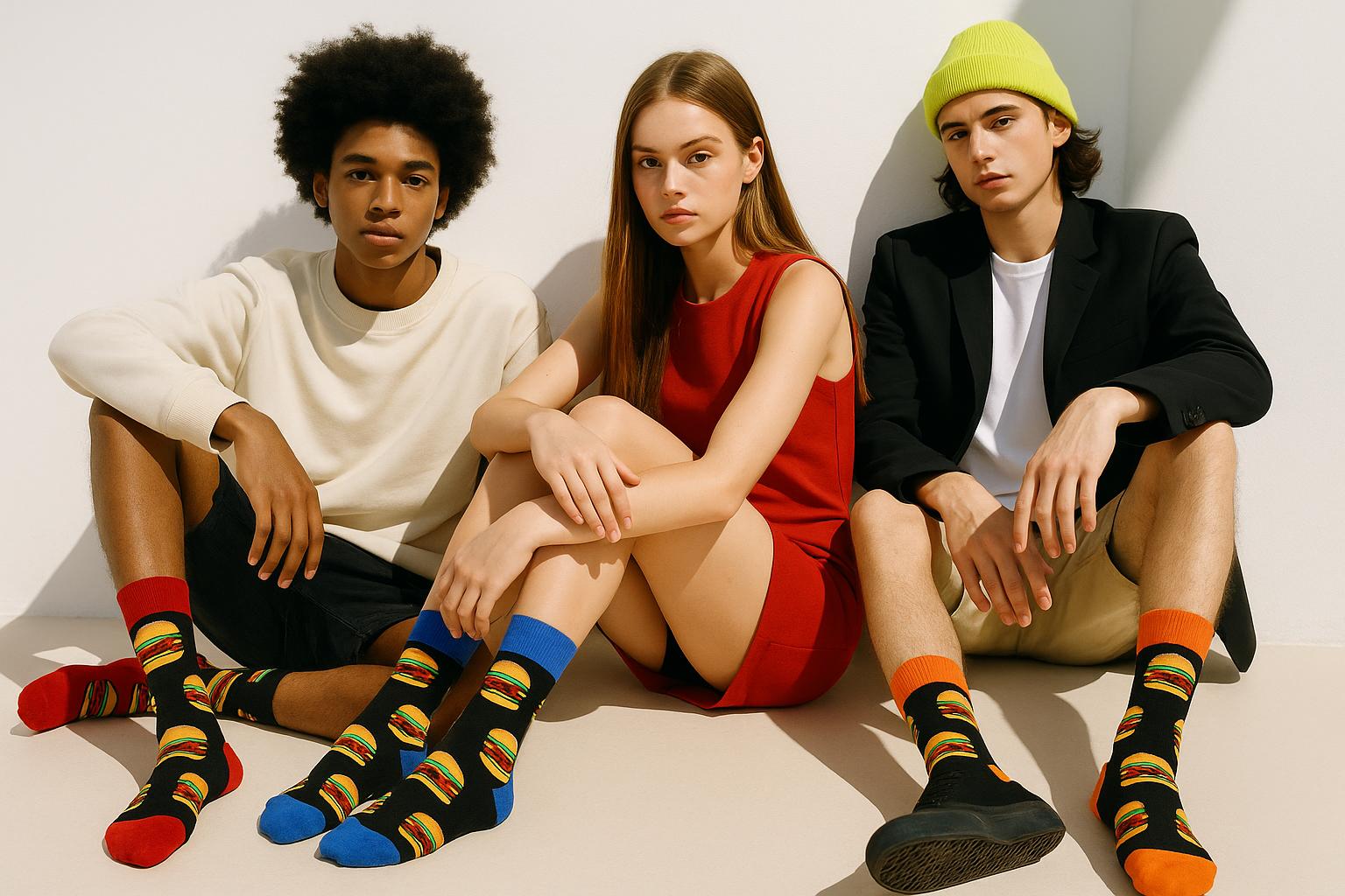 Best Burger print black socks for teens 2025