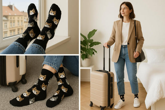 Best Cat print black socks for travel 2025