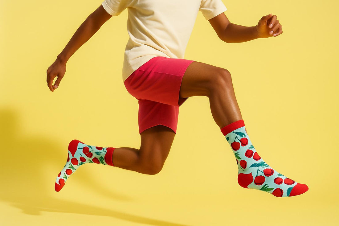 Best Cherry print socks funny 2025