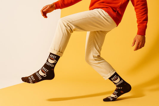 Best Coffee (espresso) print brown socks for men 2025
