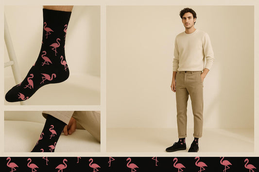 Best Flamingo print black socks for men 2025