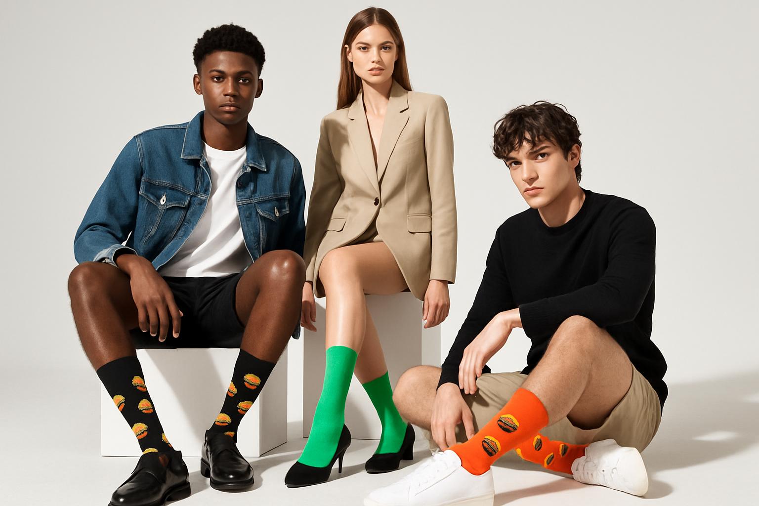 Best Burger print black socks for men 2025