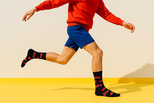 Best Red retro car print black socks for everyday wear 2025