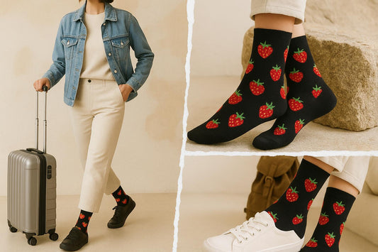 Best Strawberry print black socks for travel 2025